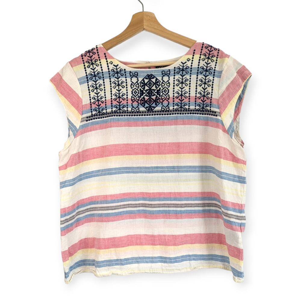 JAMES COVIELLA Coronado Striped Blouse XL Anthropologie